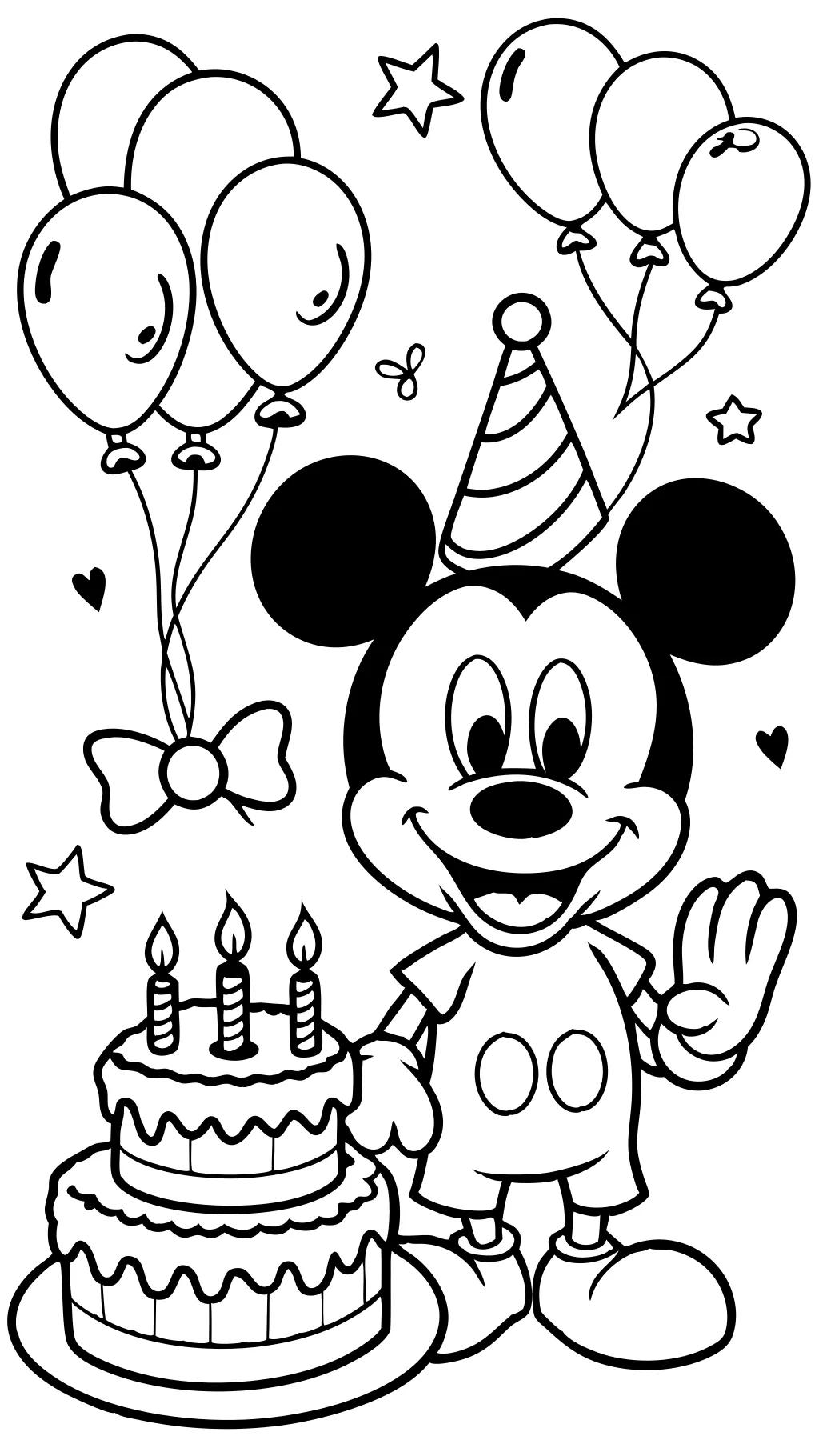 birthday mickey mouse coloring pages